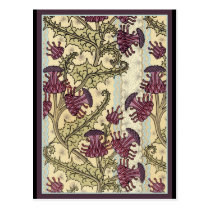 Art Nouveau Thistle flower Post Card