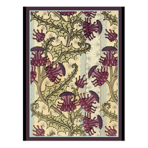 Art Nouveau Thistle flower Post Card