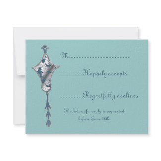 Art Nouveau Urn Wedding RSVP Card invitation