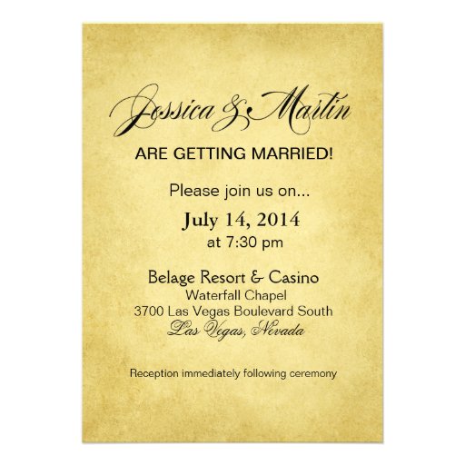 Art Nouveau Vegas Wedding | gold black Invites