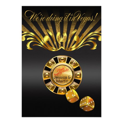 Art Nouveau Vegas Wedding | gold black Invites (front side)