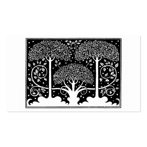 Art Nouveau Vintage Tree Pattern Business Card (back side)
