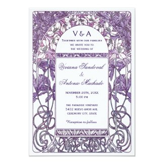 Art Nouveau Vintage Wedding Invitations VI Purple