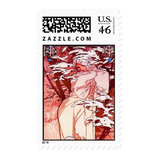 Art Nouveau Winter ~ Alphonse Mucha stamp
