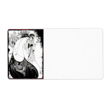 Art Nouveau Woman in Peacock Feather Dress Labels