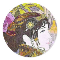 Art Nouveau Woman Stickers