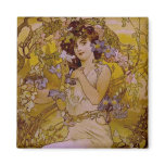Art Nouveau Woman with Clematis Fridge Magnets