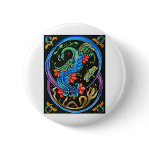 Art Noveau Peacock Button