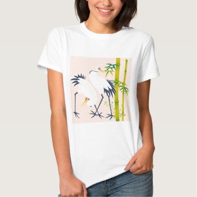art of beautiful cranes in the bamboo thicket t shirt