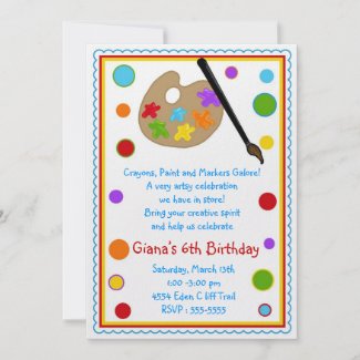 Birthday Party Craft Ideas on Art Paint Craft Birthday Party Invitations