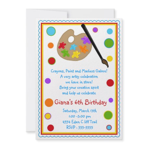 art paint craft birthday party invitations invitation