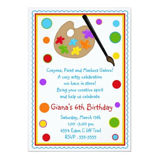 Art Paint Craft Birthday Party Invitations | Zazzle