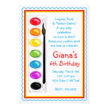 Art Paint Craft Birthday Party Invitations