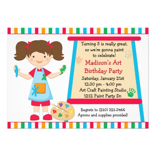 Art Paint Party Birthday Invitations