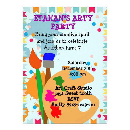 art painting birthday party invitation