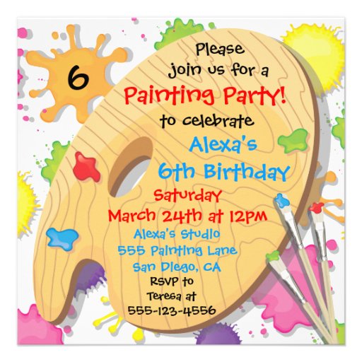 Art Painting Birthday Party Invitations