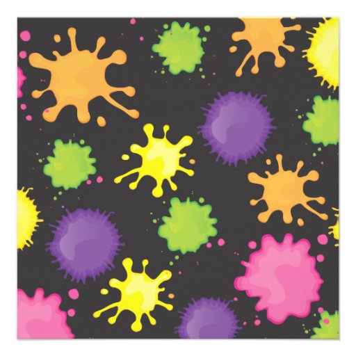 Art Painting Birthday Party Invitations on Black