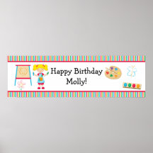 Art Painting Party Birthday Banner 40x12 Poster