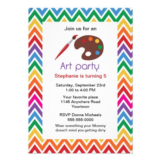 Art Party for Childs Birthday Party Invitation