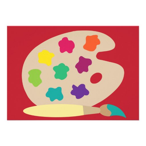Art Party Palette Invites - Red