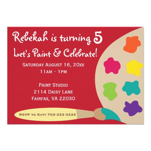 Art Party Palette Invites - Red