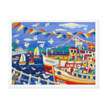 Art Postcard: Beany Hats & Pleasure Boats Falmouth by johndyergallery Art Postcard: Beany Hats & Pleasure Boats Falmouth