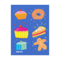 Art Postcard: Cakes, Fancies and Gingerbread Man by johndyergallery Art Postcard: Cakes, Fancies and Gingerbread Man