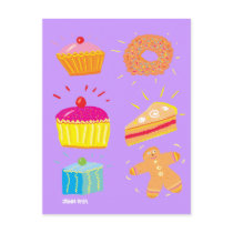 Art Postcard: Cakes, Fancies and Gingerbread Man by johndyergallery Art Postcard: Cakes, Fancies and Gingerbread Man
