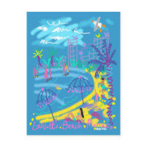 Art Postcard: Larvotto Beach Monaco Summer Drawing by johndyergallery Art Postcard: Larvotto Beach Monaco Summer Drawing