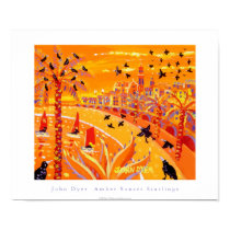 Art Poster: Amber Sunset Starlings, Menton posters by johndyergallery Art Poster: Amber Sunset Starlings, Menton posters