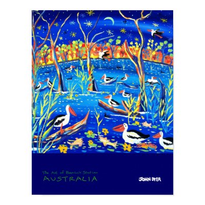 Art Poster: Banrock Station Pelican Roost by johndyergallery