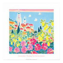 Art Poster: Blushing Pink Sky over Menton posters by johndyergallery Art Poster: Blushing Pink Sky over Menton posters