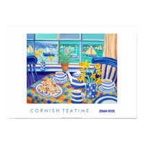 Art Poster: Cornish Tea Time. ( Cornish Blue ) posters by johndyergallery Art Poster: Cornish Tea Time. ( Cornish Blue ) posters