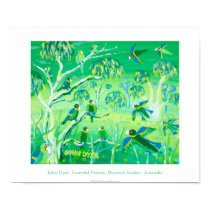 Art Poster: Emerald Parrots, Banrock Station posters by johndyergallery Art Poster: Emerald Parrots, Banrock Station posters