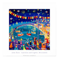 Art Poster: Lanterns & Lights, Mousehole, Cornwall posters by johndyergallery Art Poster: Lanterns & Lights, Mousehole, Cornwall posters