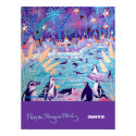 Art Poster: Purple Penguin Party at the Zoo posters by johndyergallery Art Poster: Purple Penguin Party at the Zoo posters