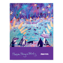 Art Poster: Purple Penguin Party at the Zoo posters by johndyergallery Art Poster: Purple Penguin Party at the Zoo posters