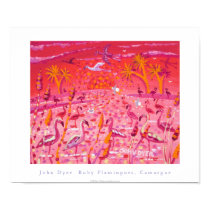 Art Poster: Ruby Flamingoes, Camargue, France posters by johndyergallery Art Poster: Ruby Flamingoes, Camargue, France posters