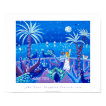 Art Poster: Sapphire Peacock Love, Côte d'Azur posters by johndyergallery Art Poster: Sapphire Peacock Love, Côte d'Azur posters