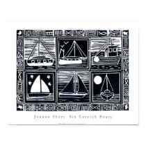 Art Poster: Six Cornish Boats. Lino Cut Image posters by johndyergallery Art Poster: Six Cornish Boats. Lino Cut Image posters