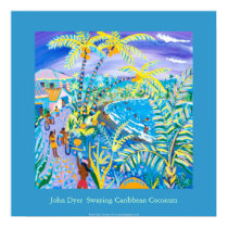 Art Poster: Swaying Caribbean Coconuts, Costa Rica posters by johndyergallery Art Poster: Swaying Caribbean Coconuts, Costa Rica posters