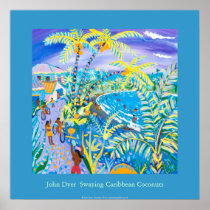 Art Poster: Swaying Caribbean Coconuts, Costa Rica
