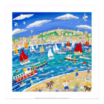 Art Poster: Swimmers, Seals and Sails. posters by johndyergallery Art Poster: Swimmers, Seals and Sails. posters