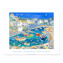 Art Poster: Unloading the Catch,Coverack, Cornwall posters by johndyergallery Art Poster: Unloading the Catch,Coverack, Cornwall posters