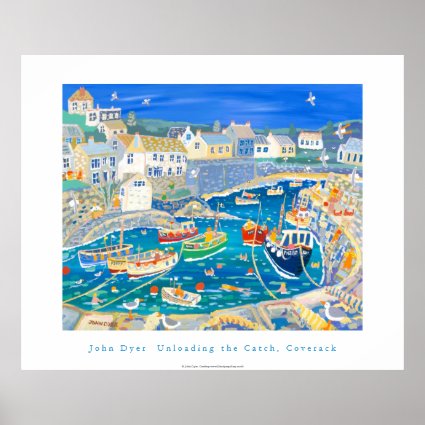 Art Poster: Unloading the Catch,Coverack, Cornwall zazzle_print