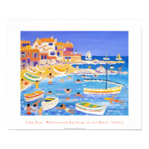 Art Poster: Whitewashed Buildings, Calella, Spain posters by johndyergallery Art Poster: Whitewashed Buildings, Calella, Spain posters