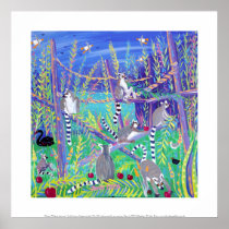 Art Print: Cherry Picking Lemurs. Ring Tailed