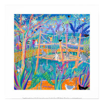 Art Print: Huggable Loveable Lemurs by johndyergallery Art Print: Huggable Loveable Lemurs