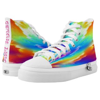Art rules rainbow colors high top sneakers printed shoes