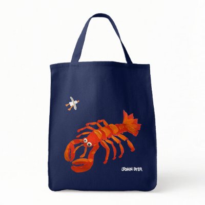 Art Shopper Beach Bag: John Dyer Seagull & Lobster by johndyergallery
